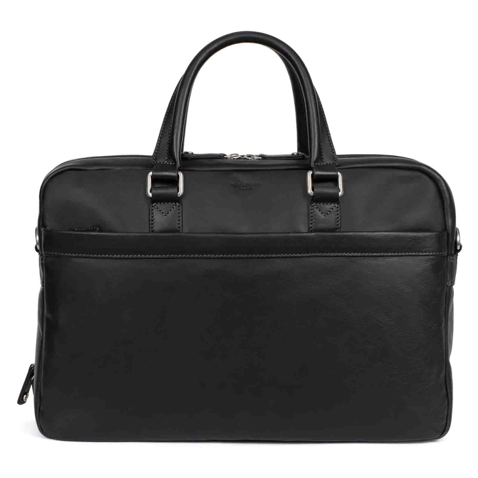 Velká kožená taška na notebook Hexagona Mell - černá