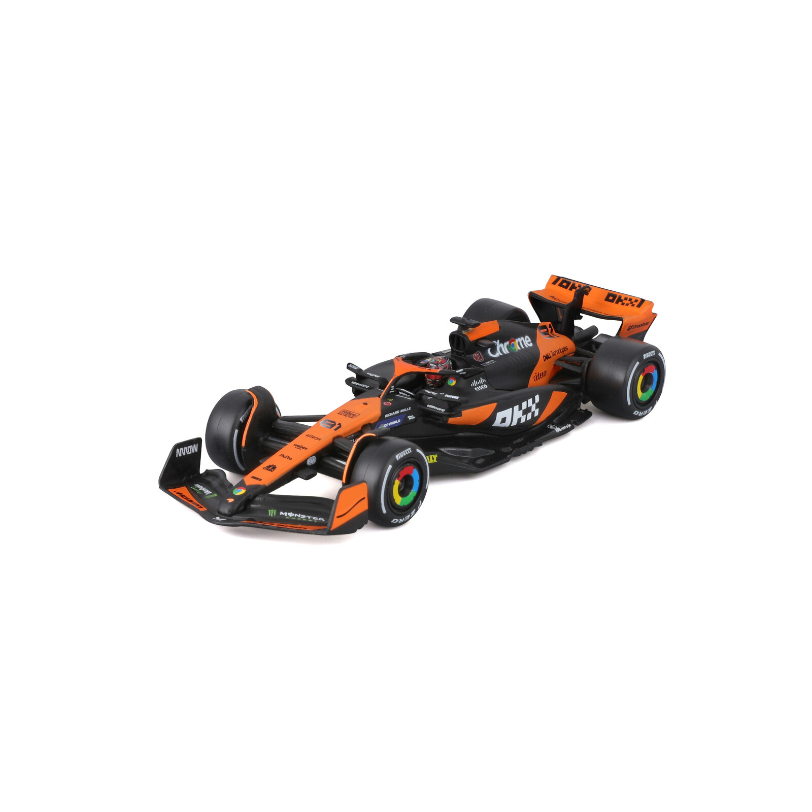 Bburago 1:43 RACE Formula F1 - McLaren F1 Team MCL38 (2024) #81 (Oscar Piastri) - with driver and de