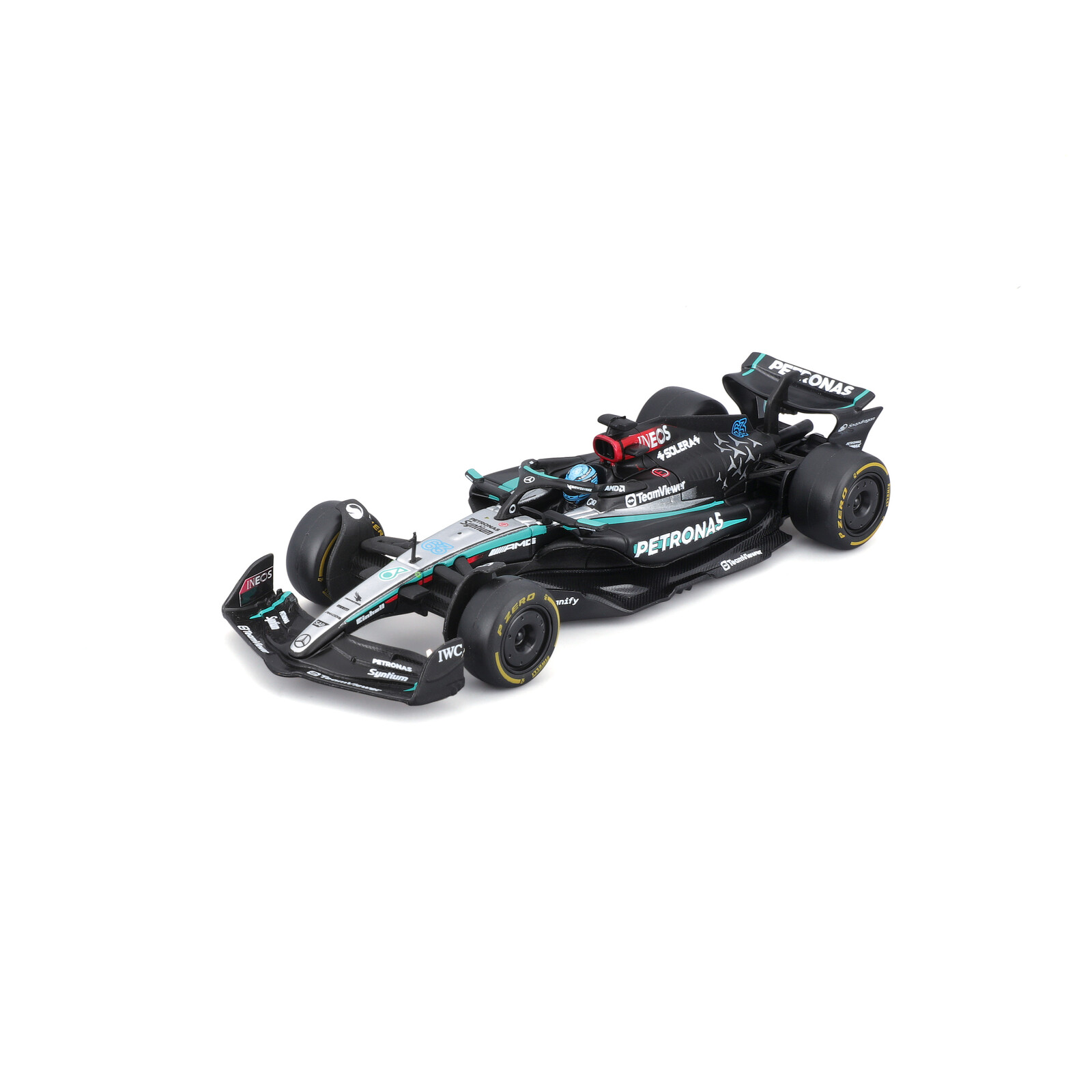 Bburago 1:43 RACE Formula F1 - Mercedes-AMG F1 W15 Performance (2024) #63 (George Russel) with drive