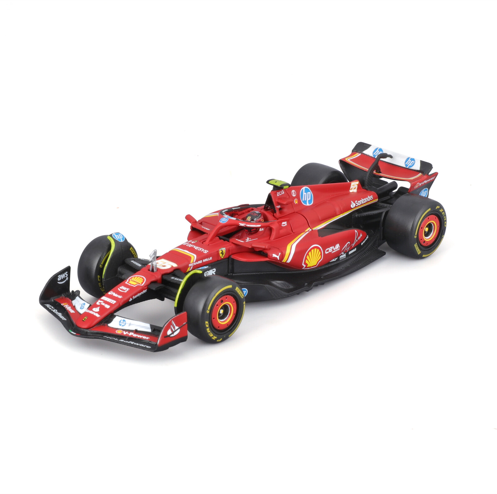 Bburago 1:43 Formula F1 Ferrari Scuderia SF-24 (2024) nr.55 Carlos Sainz - with driver and decorati
