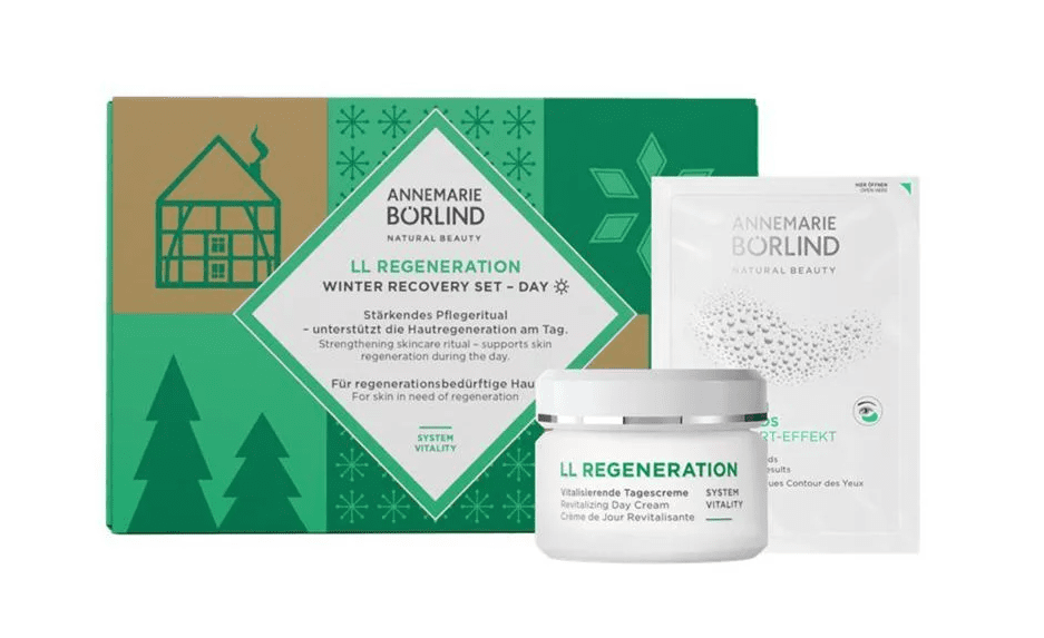 Annemarie Börlind Denní vánoční sada LL REGENERATION Denní krém 50 ml + hyaluronové oční obklady 1×2 ks ZDARMA 50 ml + 1x2 ks
