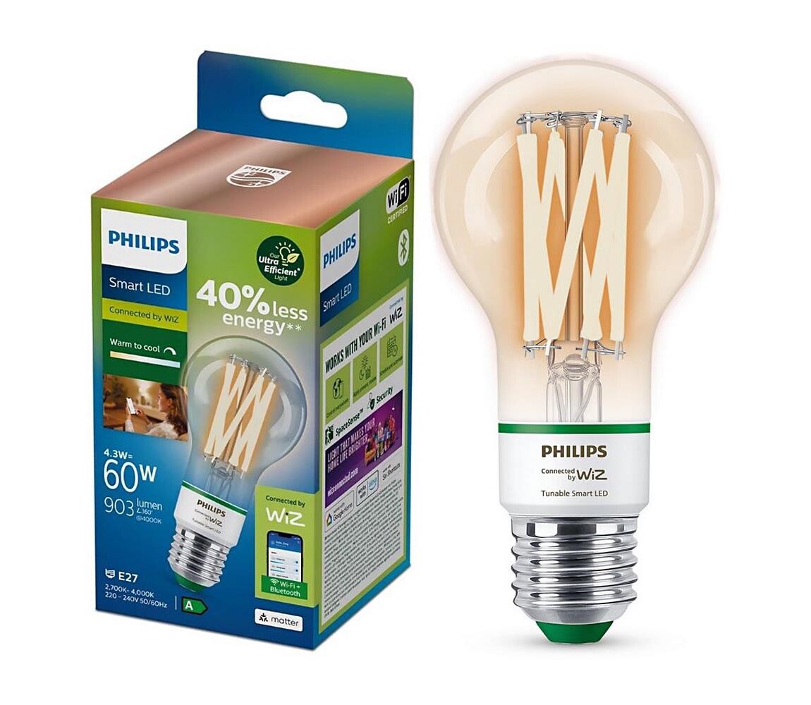 LED Stmívatelná žárovka Philips A60 E27/4,3W/230V 2700-4000K CRI 90 Wi-Fi 872016924143501