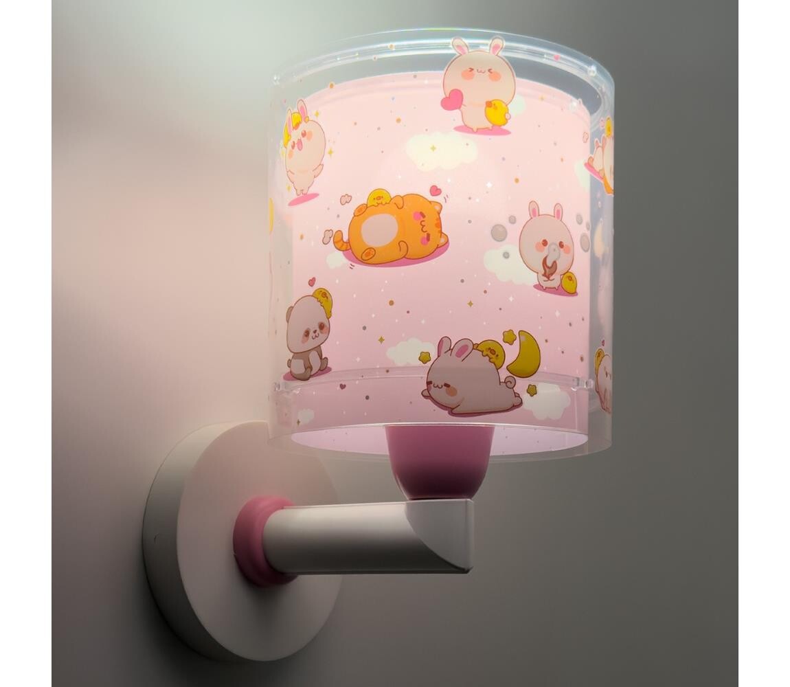 Dalber 41769S - Dětská nástěnná lampa KAWAII FRIENDS 1xE27/15W/230V růžová 41769S