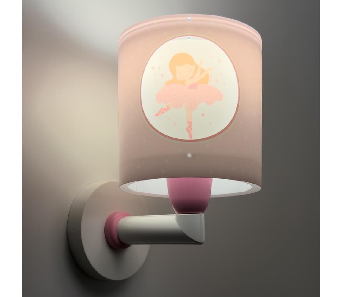 Dalber 60919 - Dětská nástěnná lampa PRINCESS DANCE 1xE27/15W/230V růžová 60919