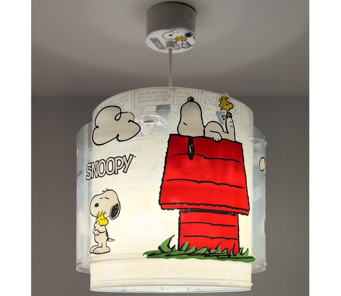 Dalber 76302 - Dětský lustr SNOOPY 1xE27/15W/230V bílá/červená 76302