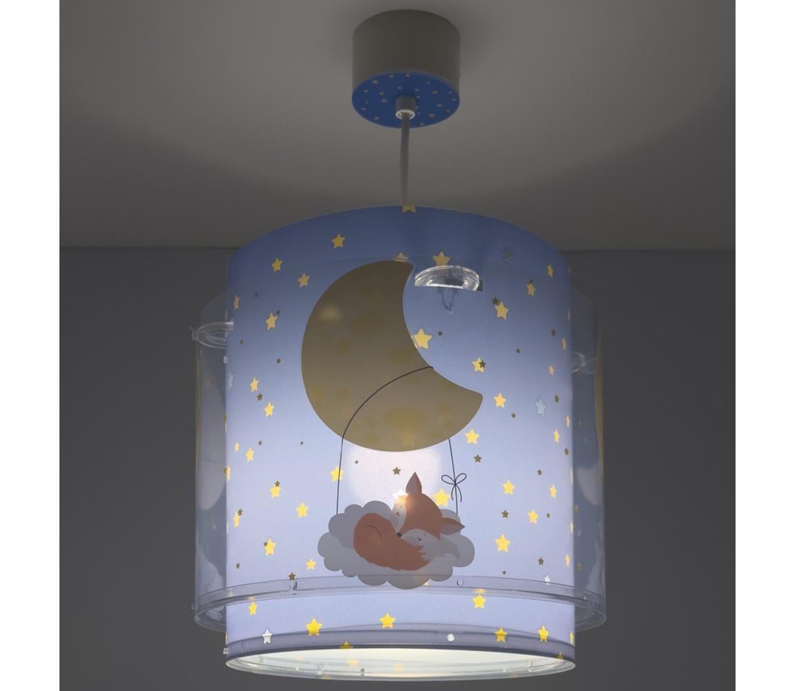 Dalber 76632 - Dětský lustr MOON DREAMS 1xE27/15W/230V modrá 76632