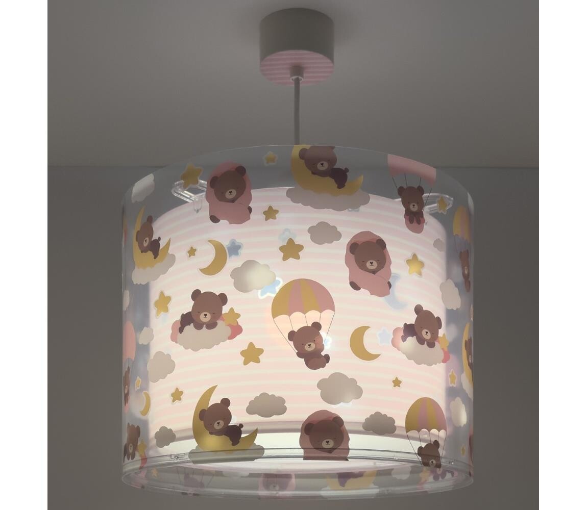 Dalber 41572S - Dětský lustr BABY TEDDY 1xE27/15W/230V růžová 41572S
