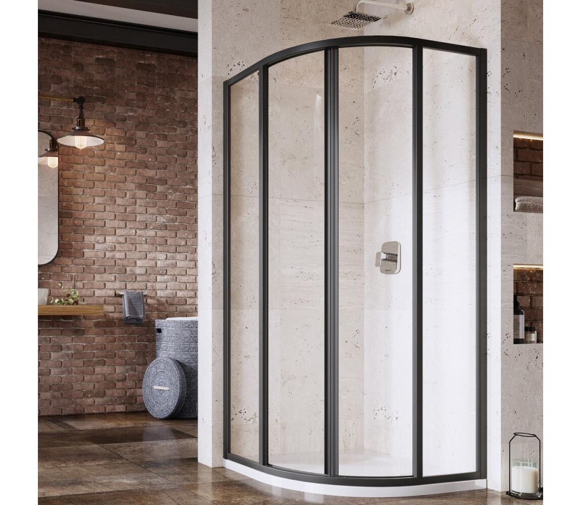 Ravak 3114O302Z1 - Sprchový kout čtyřdílný čtvrtkruhový SUPERNOVA 80x80 cm černá 3114O302Z1