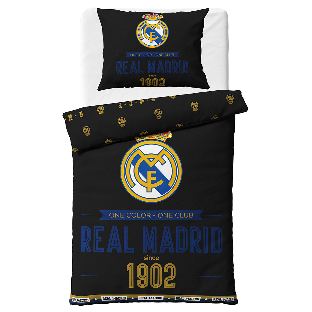 Carbotex Bavlněné povlečení 140x200 + 70x90 cm - Real Madrid Royal Black