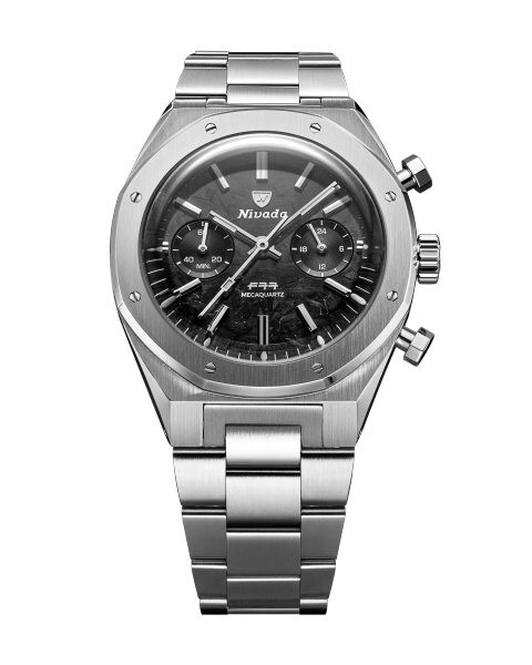 Nivada Grenchen F77 Chrono Mecaquartz Carbon 38 mm - Steel Bracelet
