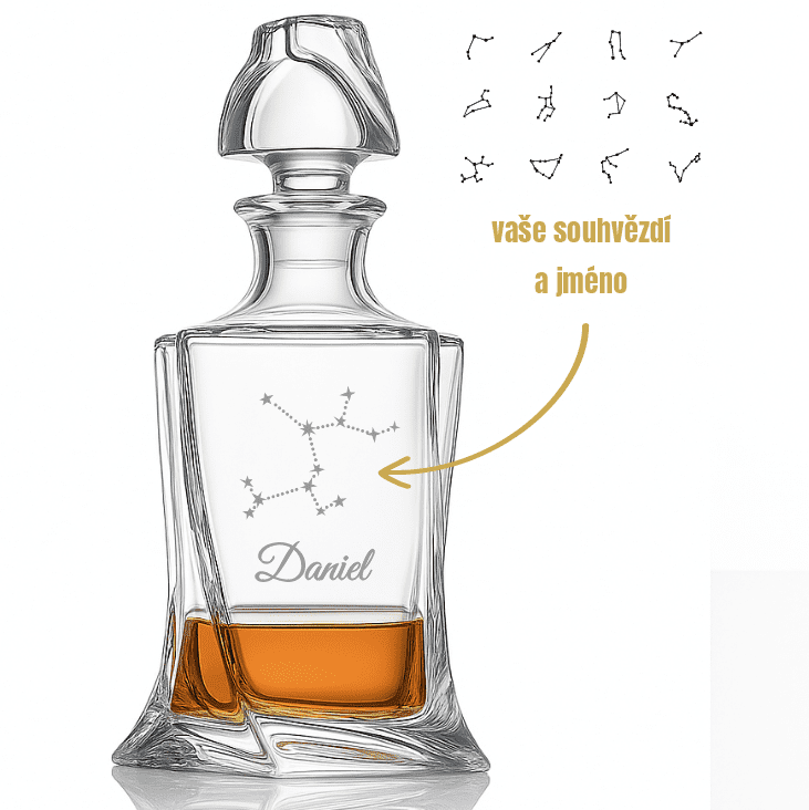 Dekorant Karafa na whisky Quadro se souhvězdím a jménem 770 ml 1KS
