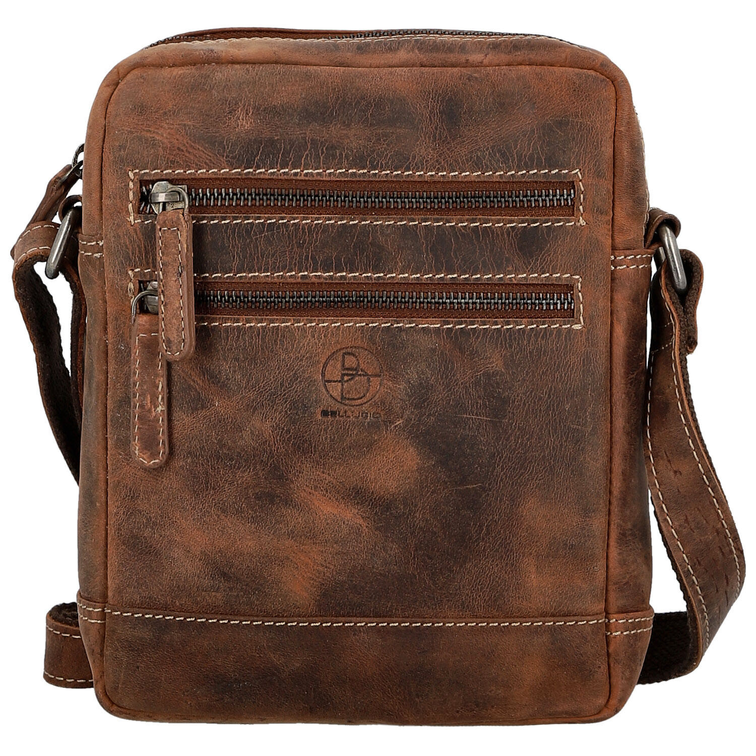 Pánska kožená crossbody taška hnedá - Bellugio Tiber hnědá