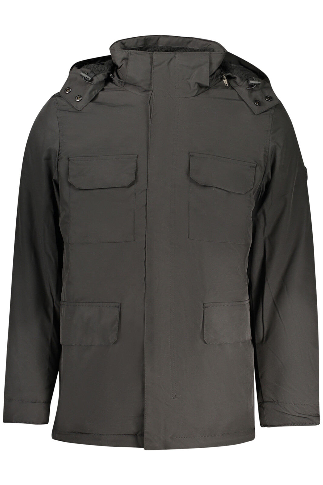 Černá pánská parka s odnímatelnou kapucí