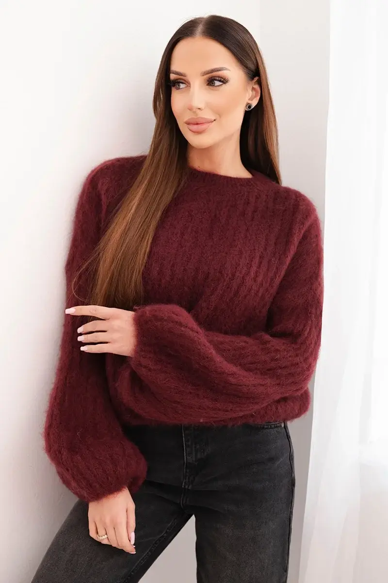 Dámský mohair svetr s balonovými rukávy