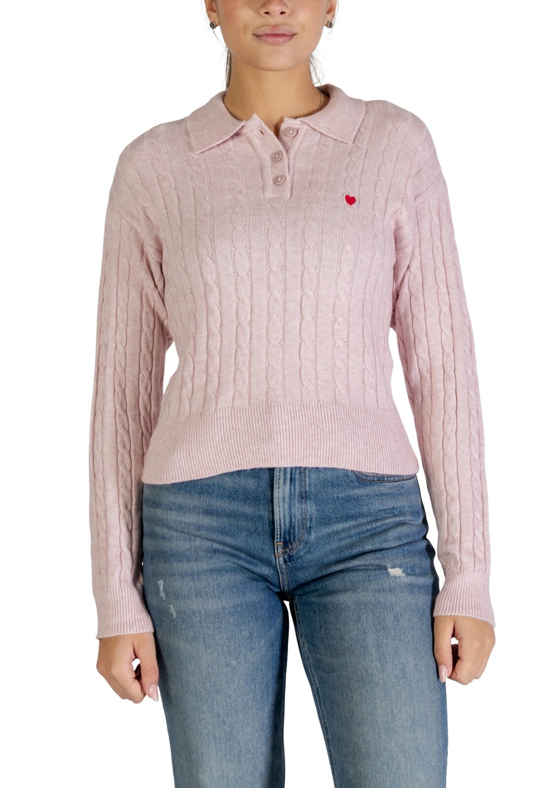 Růžový svetr Only s límcem