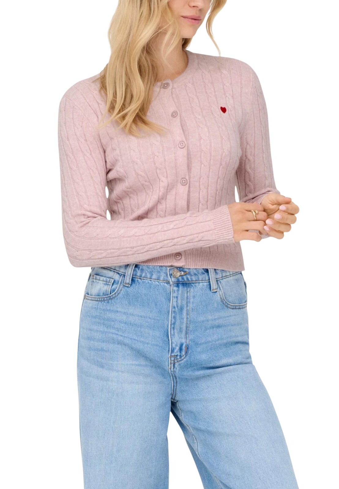 Růžový pletený cardigan Only