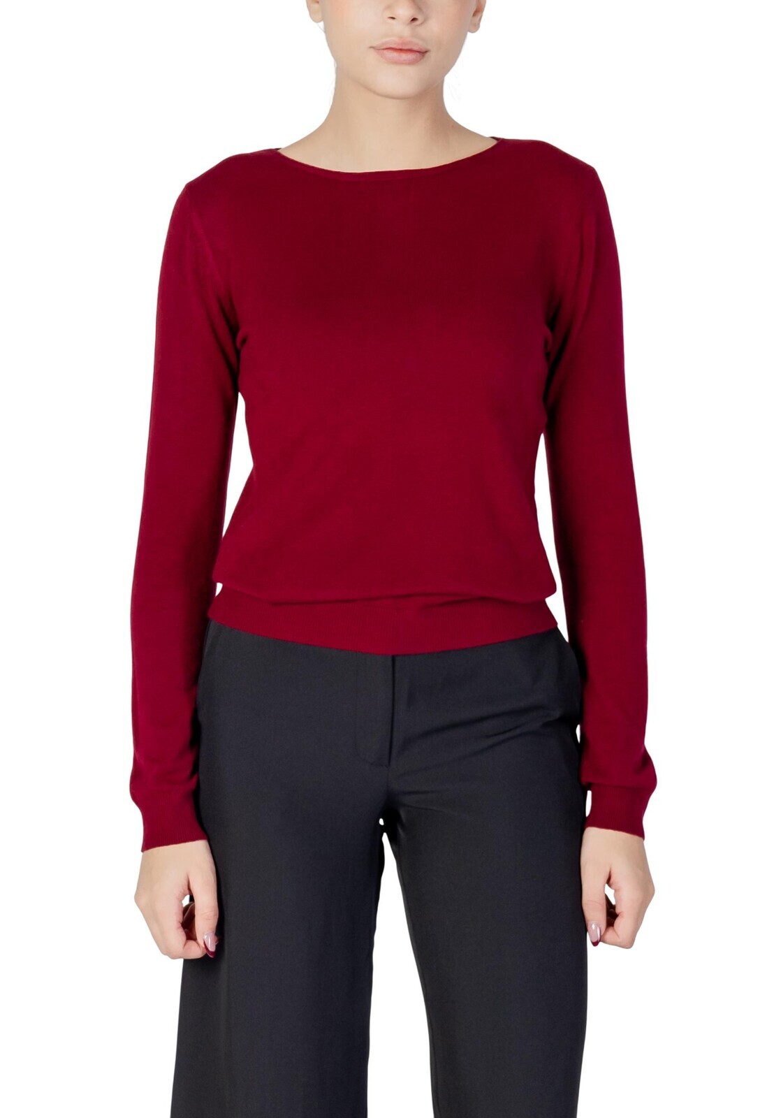 Červený dámský svetr s dlouhým rukávem