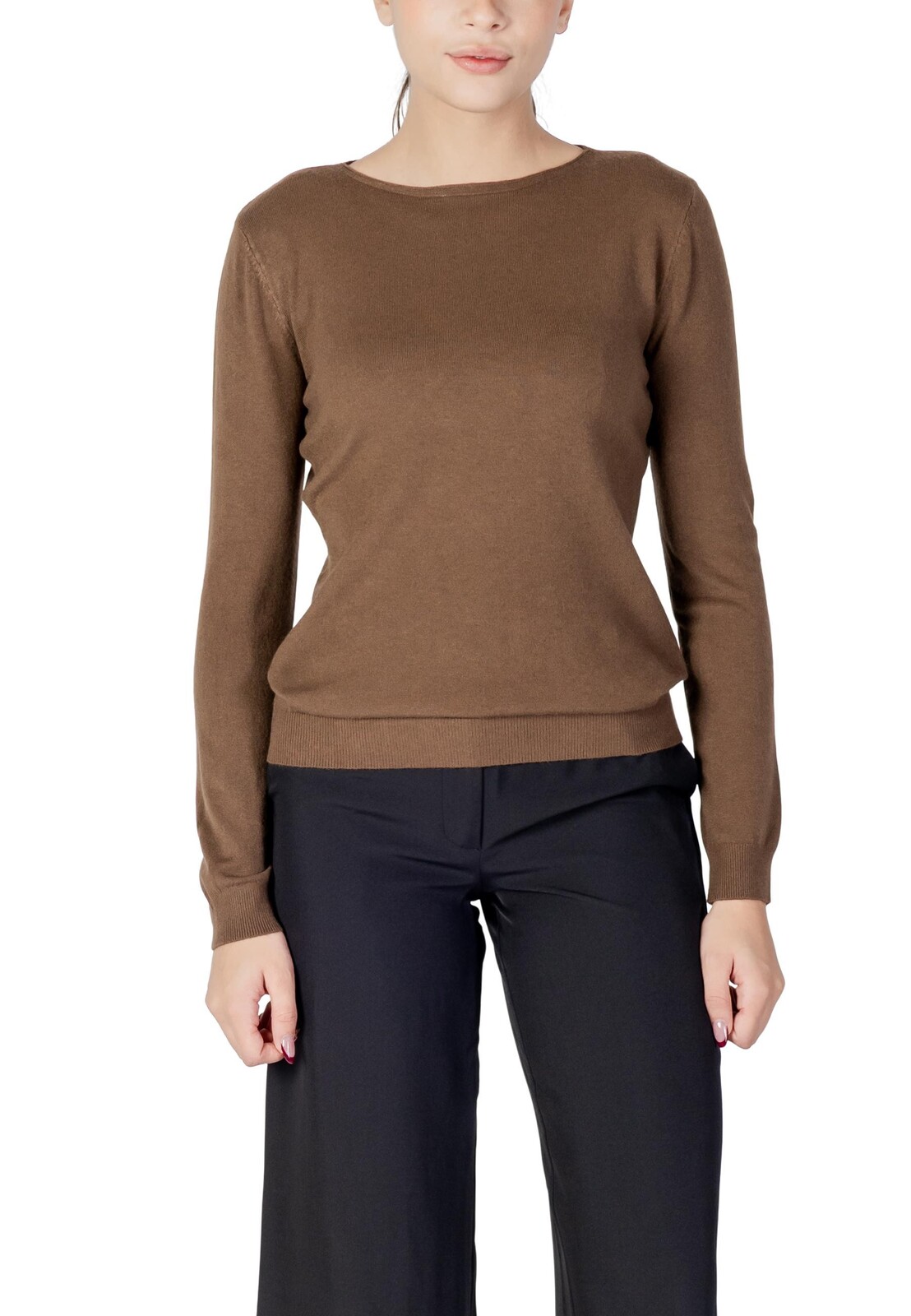 Hnědý dámský svetr s dlouhým rukávem