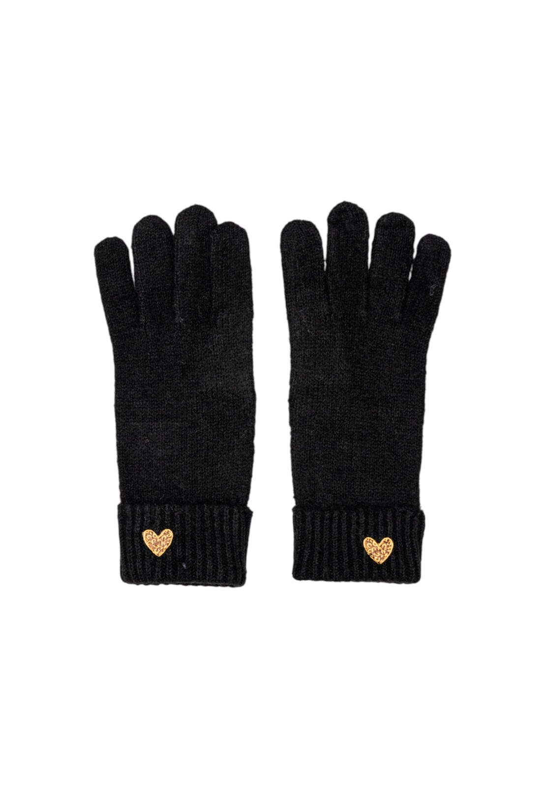 Černé rukavice Pieces s ozdobným srdíčkem