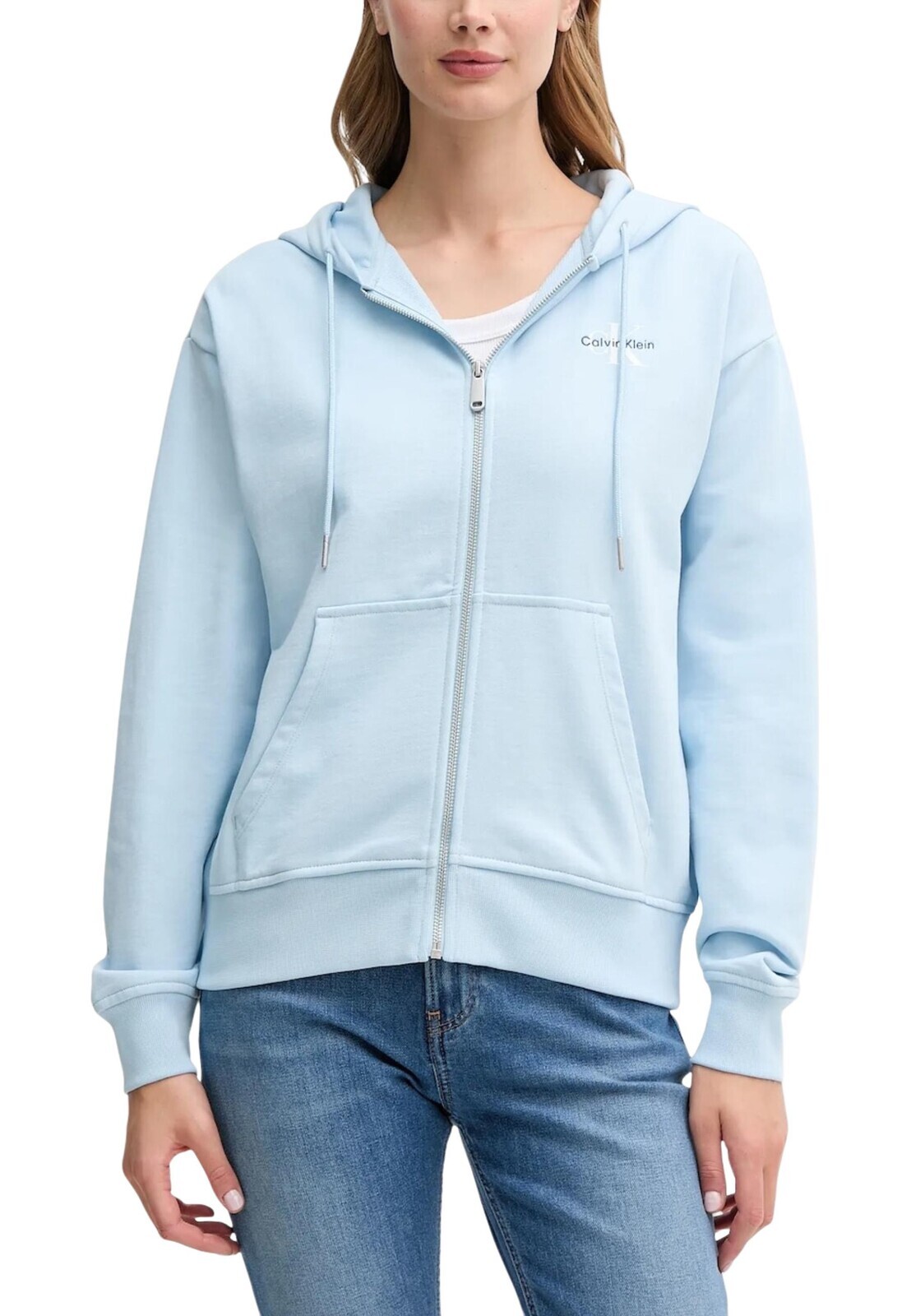 Calvin Klein Jeans modrá mikina s kapucí