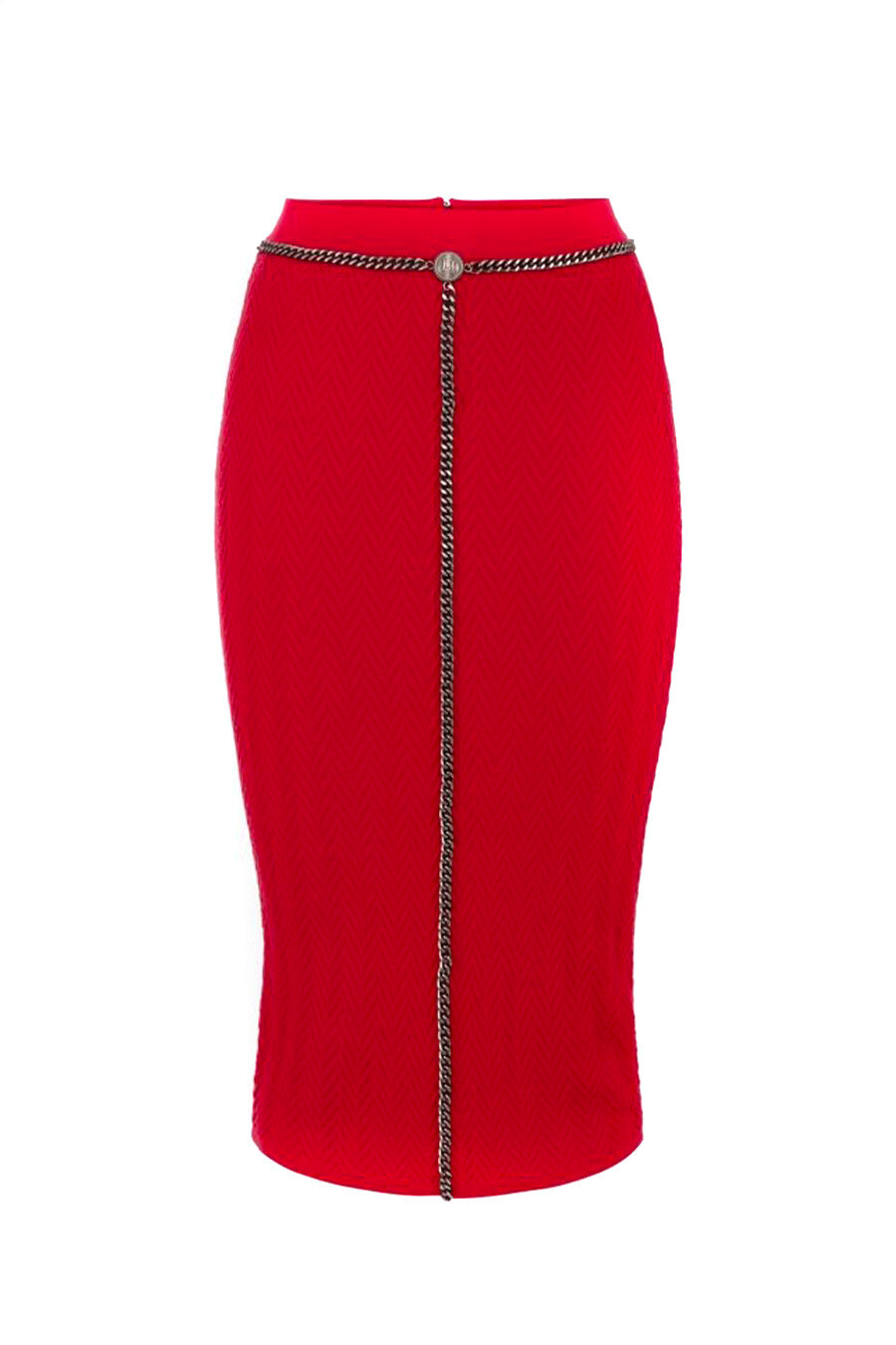 Červená pouzdrová sukně s předním zipem
