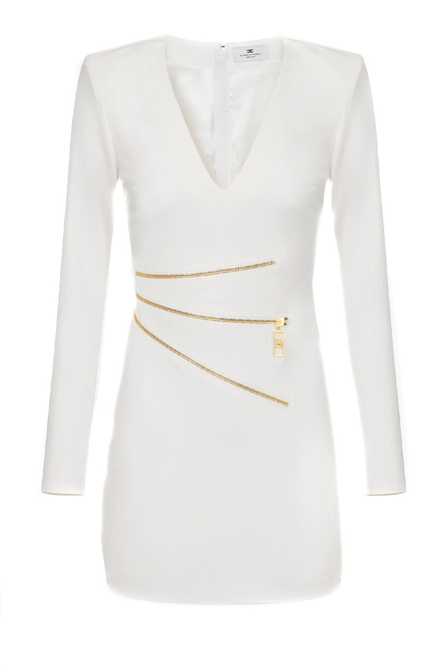 Bílé šaty s dlouhým rukávem a zipem