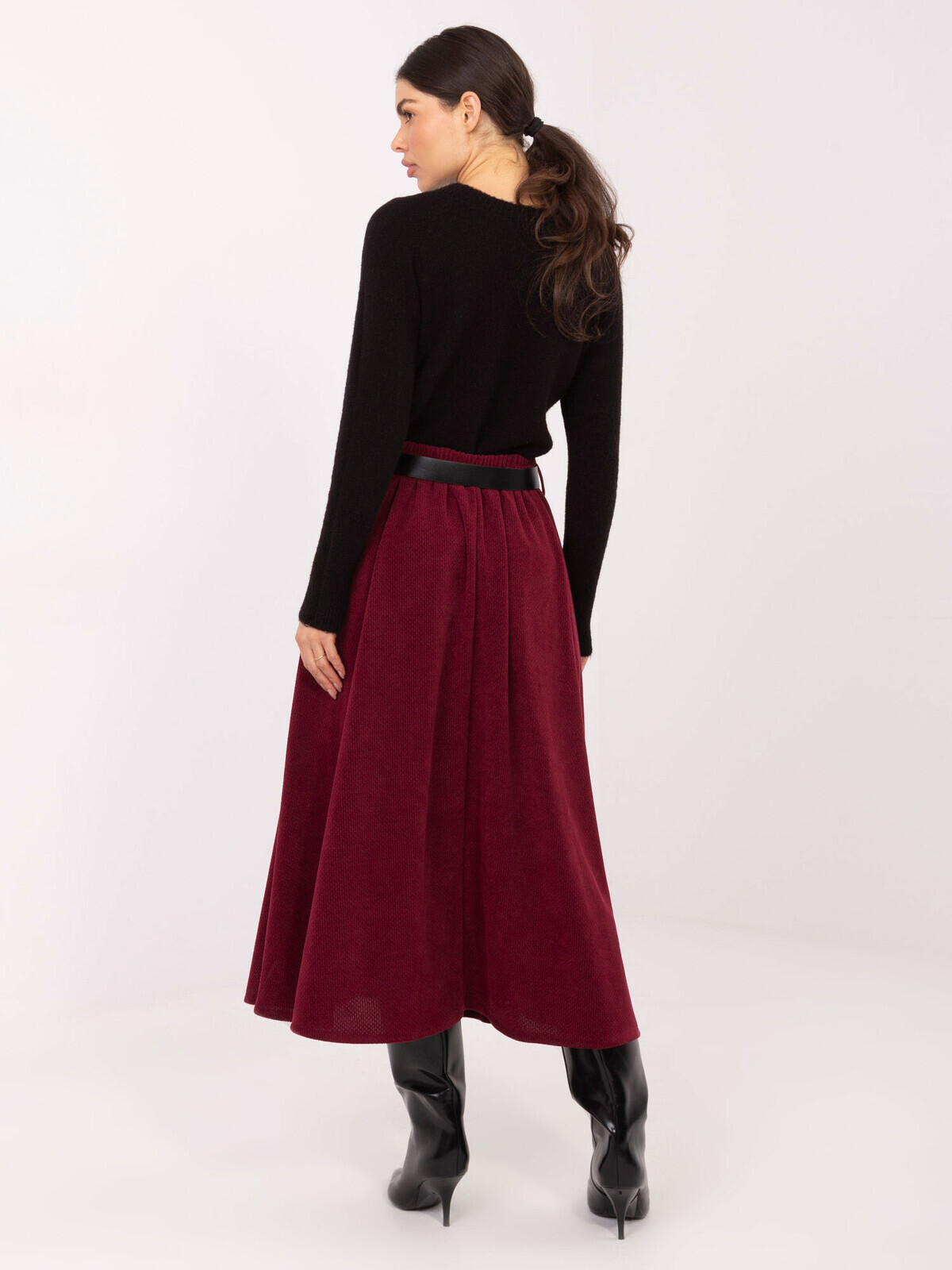 Bordová midi sukně