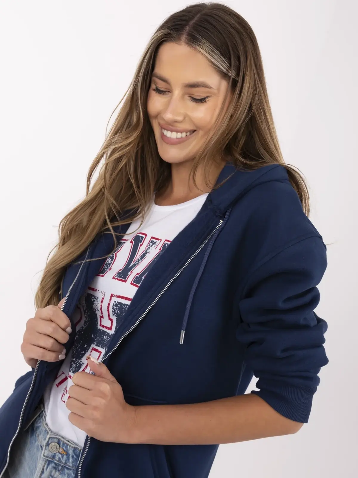 Dámská mikina na zip v námořnické modré