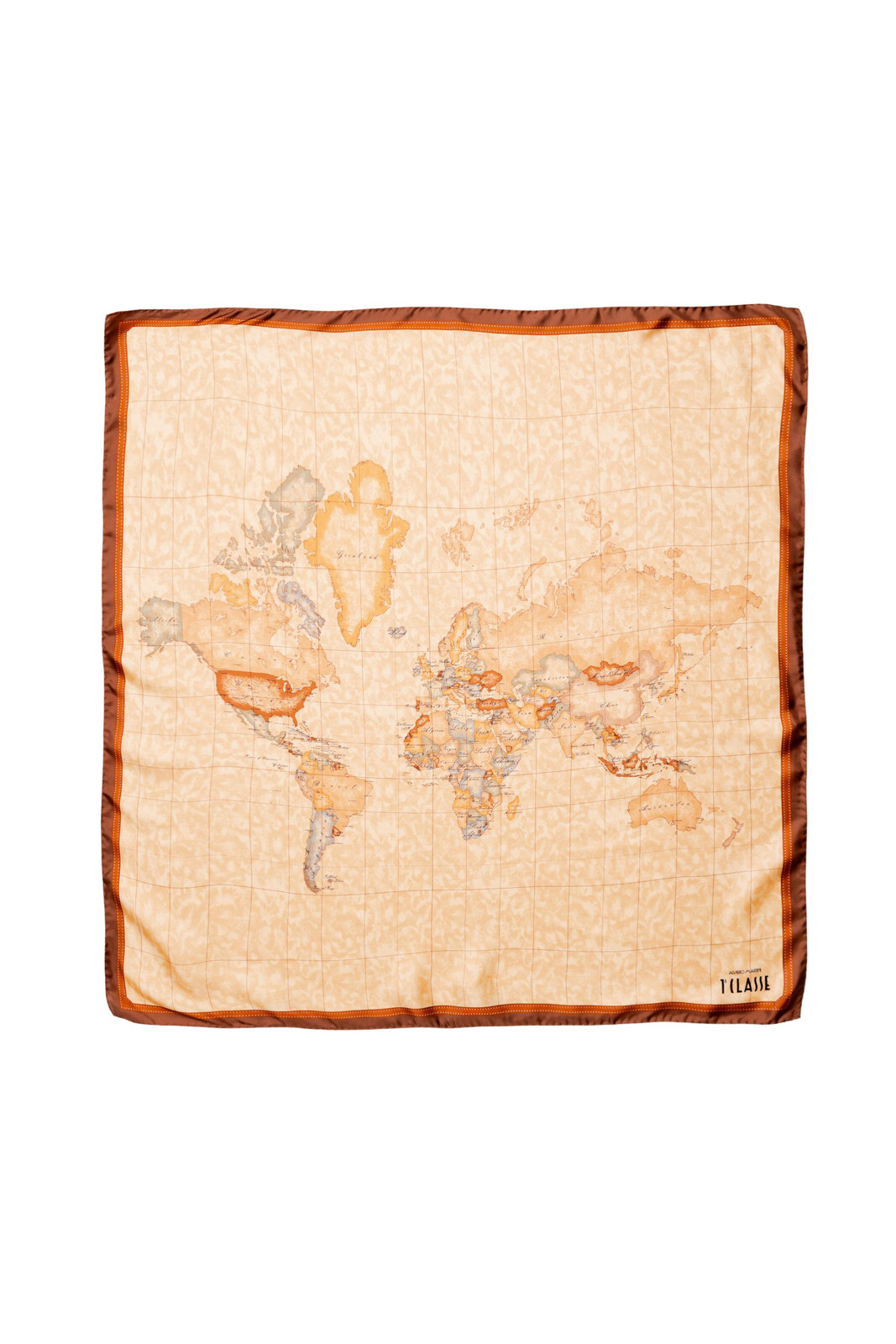 Hedvábný šátek s mapovým vzorem