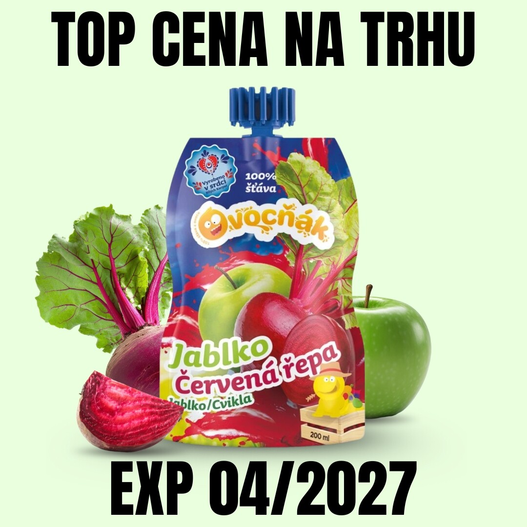 OVOCŇÁK mošt Jablko - Červená řepa 200 ml EXP 04/2027