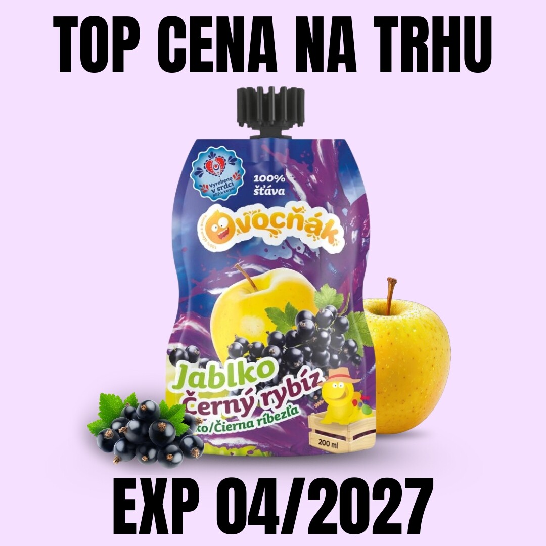 OVOCŇÁK mošt Jablko - Černý rybíz 200 ml EXP 04/2027