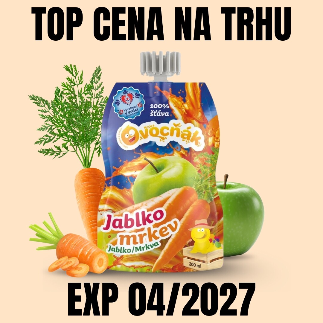 OVOCŇÁK mošt Jablko - Mrkev 200 ml EXP 04/2027