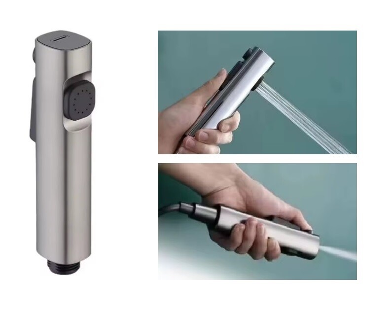 Eco produkty Laser bidetová sprška dvoufunkční - s bočním sprchováním a přímou tryskou, šedá (gun metal)