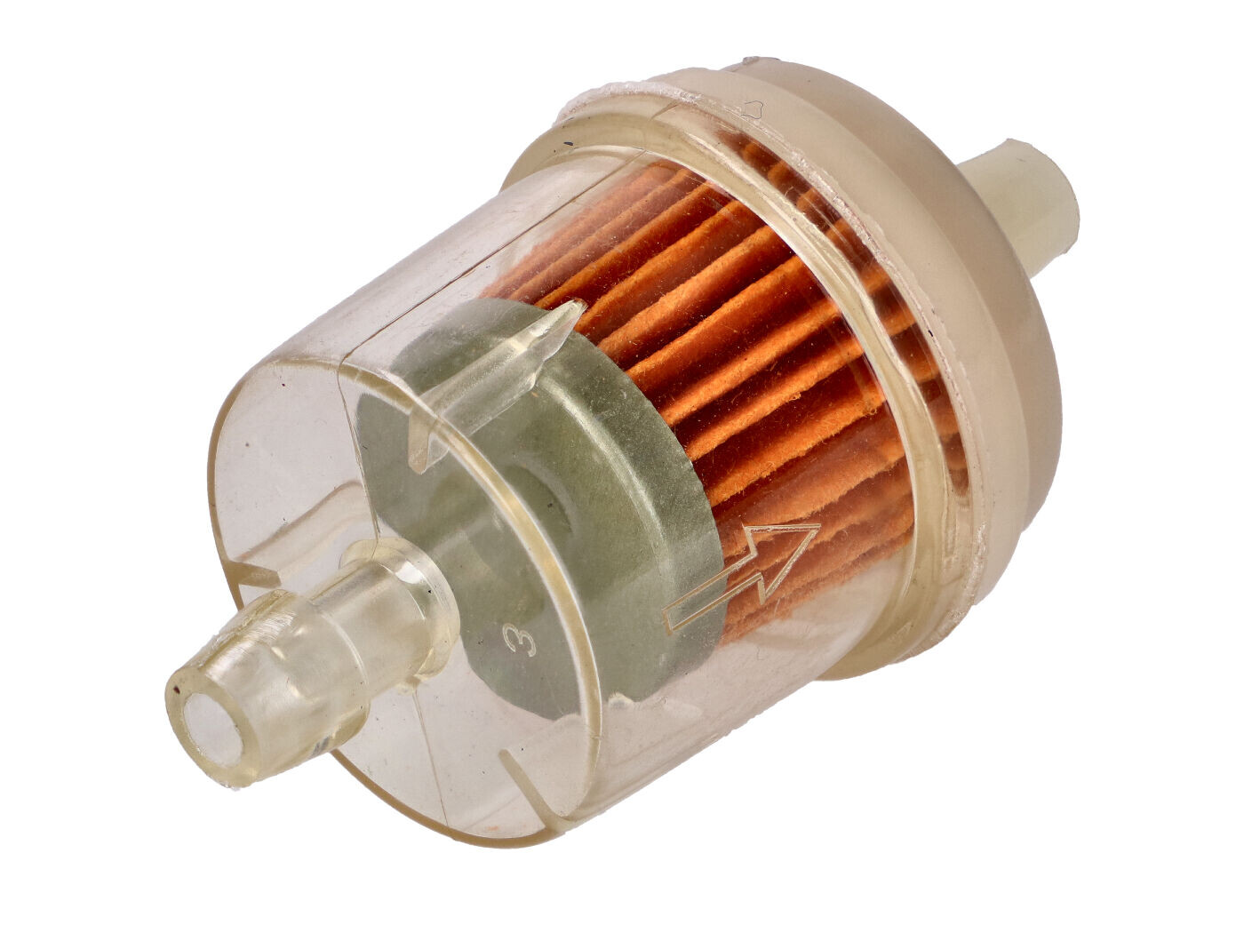 OEM Standard Palivový filtr plastový 6 mm transparentní pro Zündapp CS, CX, Hai, M 50, Bergsteiger, GTS, C, KS, Star, Hercules Prima, M, Optima, K Ultra, MK, Kreidler Florett, Flory