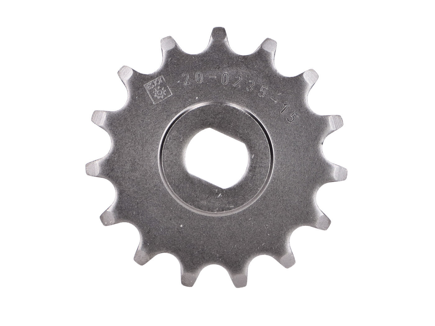 Pastorek Esjot ocelový 15 zubů pro Hercules Prima 1, 2, 3, 4, 5, 6, M MX SX, Hobby Rider 4 HR 2 s hliníkovým kolem, MF MP Optima P GT GX, Pronto, Presto, Supra D, GP, KTM Bora, Rixe, DKW Mofa Moped
