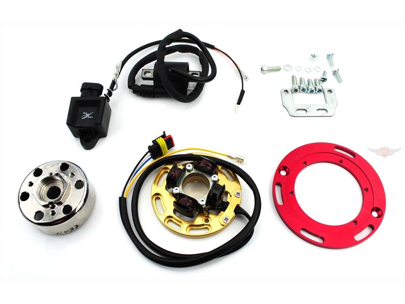 Diverse / Import Zapalování 60 W, setrvačník 71 mm, 310 g, kužel 17x12 mm, základová deska 94 mm, adaptér 120 mm, pro Yamaha, DT 50 MX