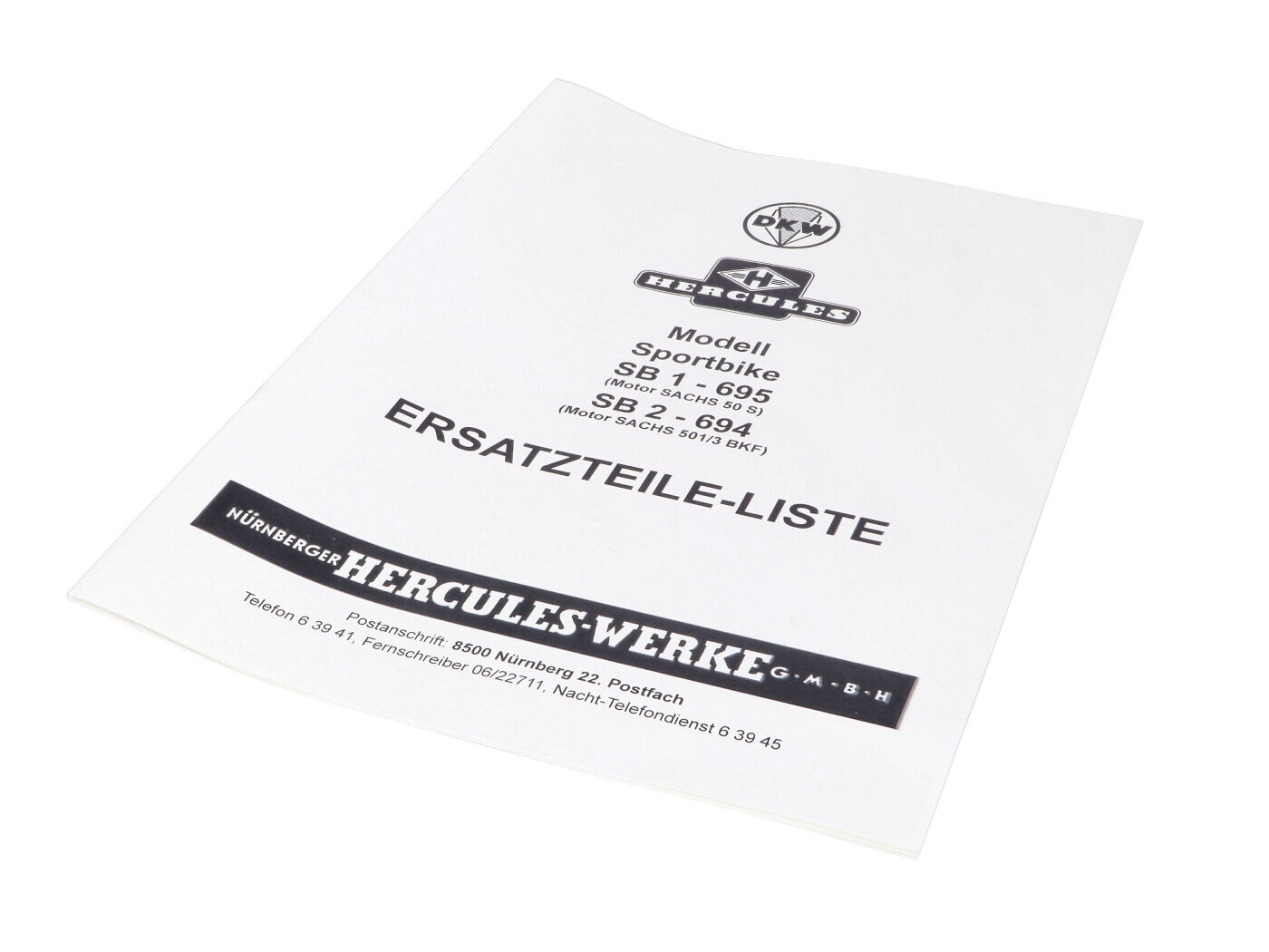 NTS Parts Seznam náhradních dílů Katalog dílů pro Hercules SB 1 2 sportovní motocykl