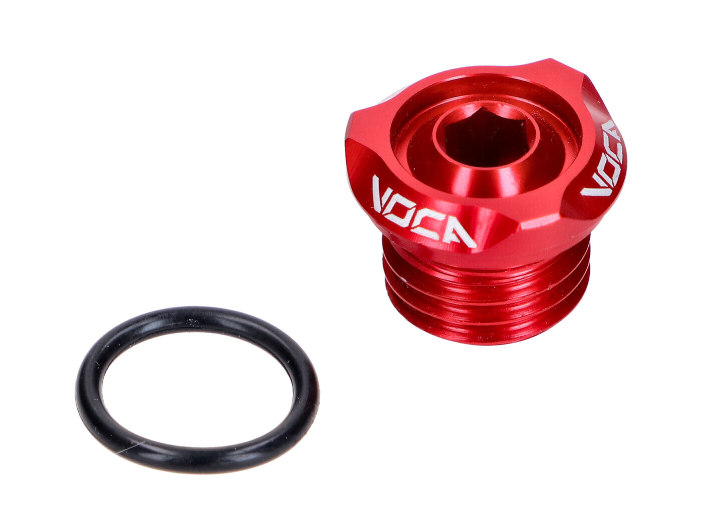 Voca Racing Víčko nalévacího otvoru oleje VOCA V2 CNC červené pro Minarelli AM, Generic, KSR-Moto, Keeway, Motobi, Ride, 1E40MA, 1E40MB