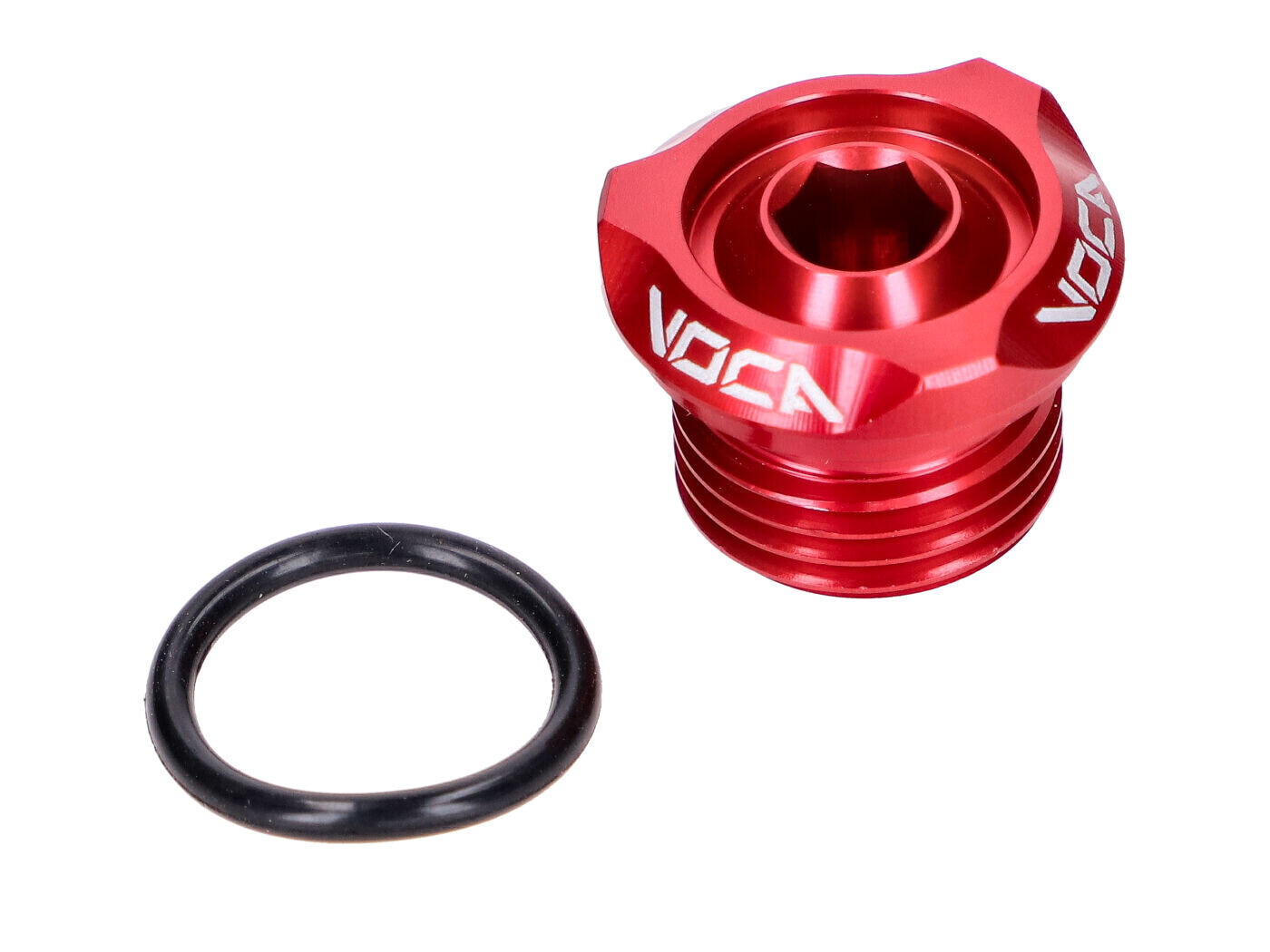 Voca Racing Olejová zátka VOCA V2 CNC červená pro Derbi EBE, EBS, D50B