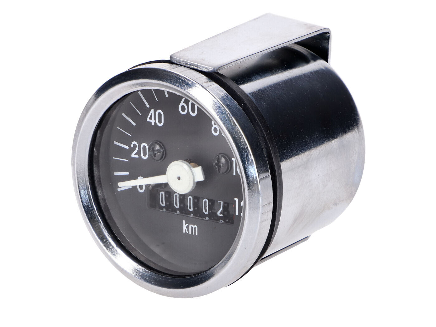 OEM Standard Tachometr 48 mm, chromovaný rámeček, 120 km/h pro Kreidler, Puch Maxi, Sachs, Zündapp, Tomos, Hercules