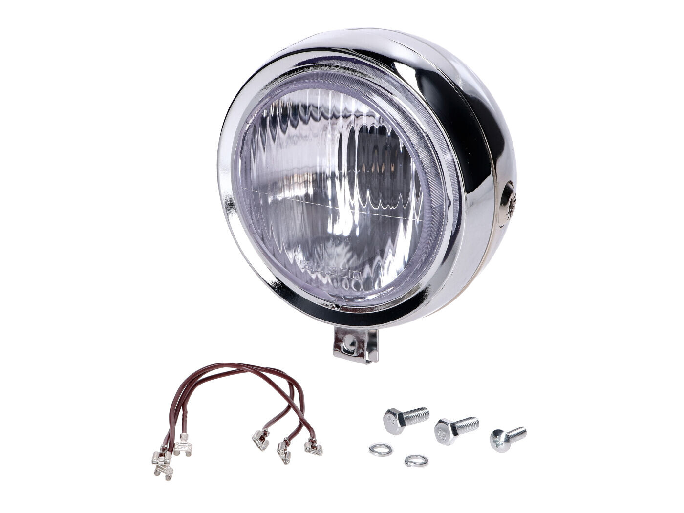 Diverse / Import Vložka světlometu chrom kulatá 6V 15W 130 mm pro moped, moped, mokick