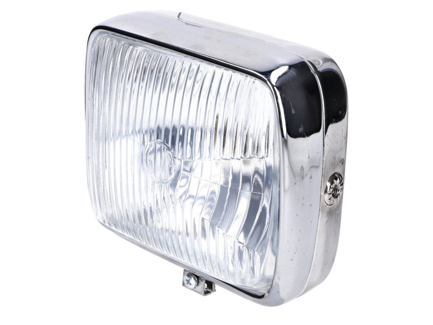Diverse / Import Přední světlomet obdélníkový 18 cm chrom pro moped, moped, mokick