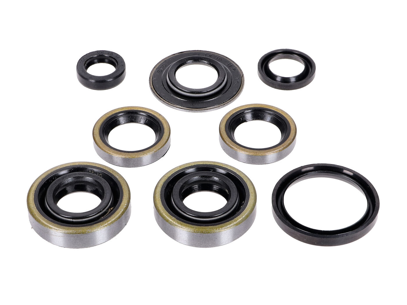 NTS Parts Sada olejových gufer, 8dílná 15x30x7 15x31.5x3.5 16x24x4 25x31.2x4 10x16x4.5 pro Hercules, Miele, DKW, KTM, Göricke, Gritzner, Sachs 50/AMA X, AMAL AMA SF, AL S, 3 LS