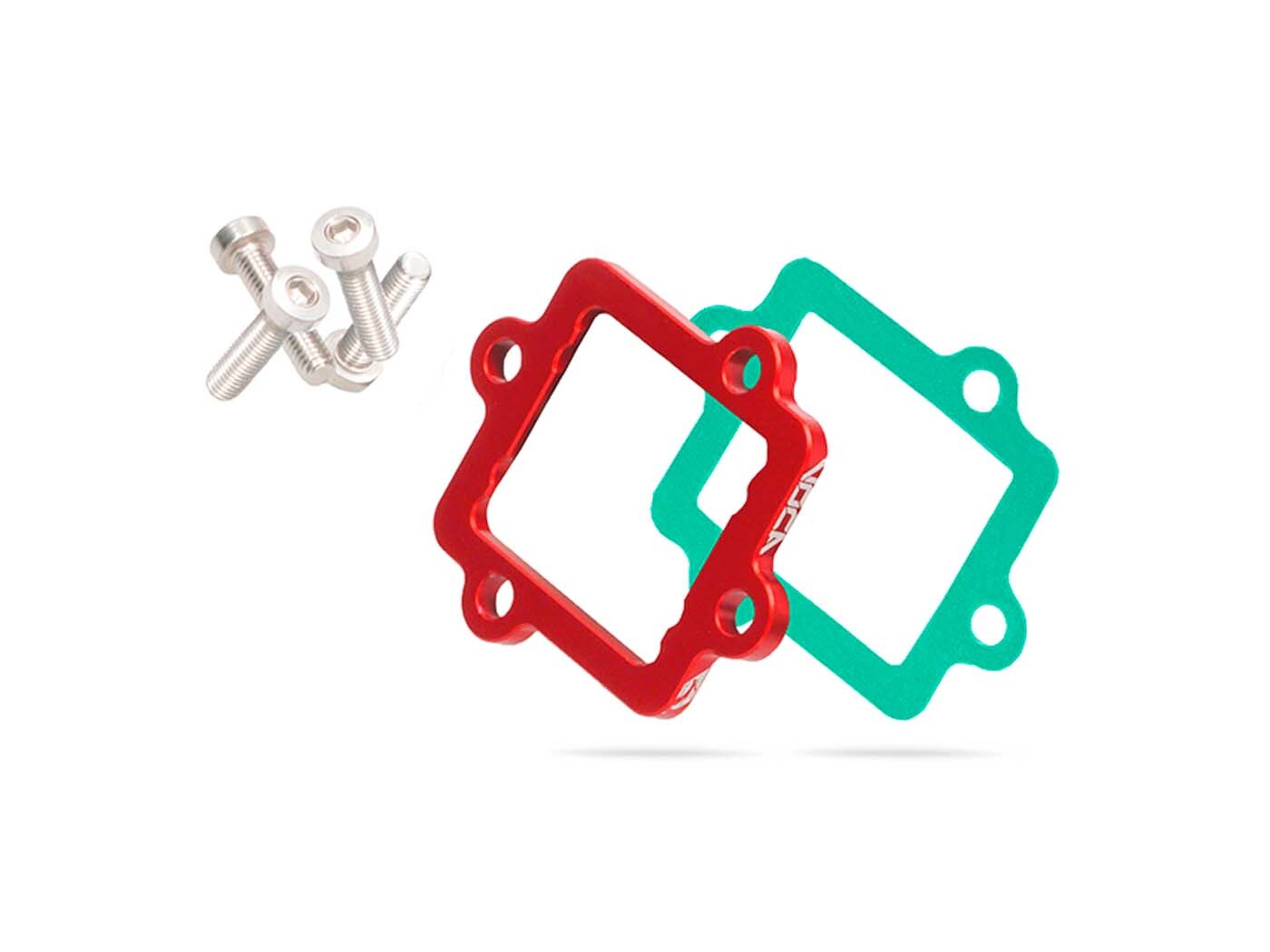 Voca Racing Distanční podložka / distanční deska membránového bloku Voca CNC 5 mm červená pro Minarelli horizontal