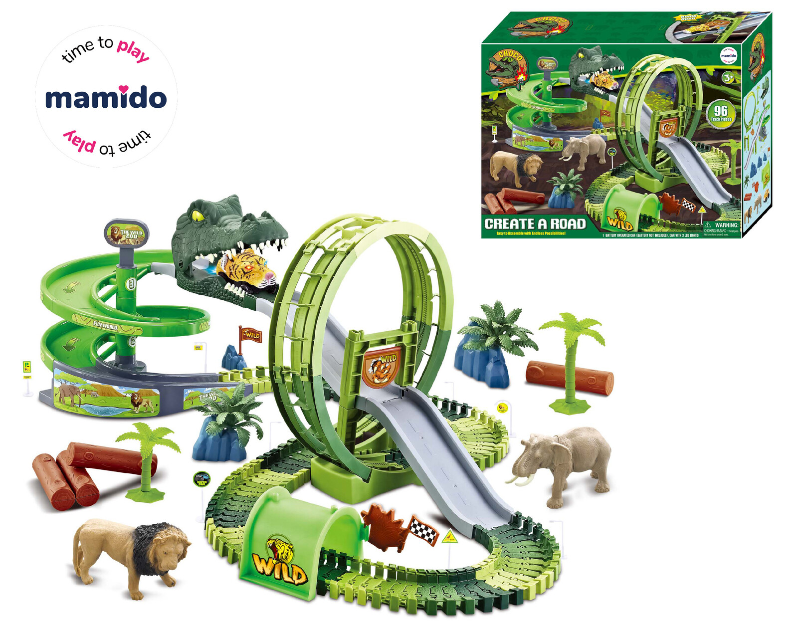 Mamido Závodní dráha se smyčkou a krokodýlem 96 dílů MT1521