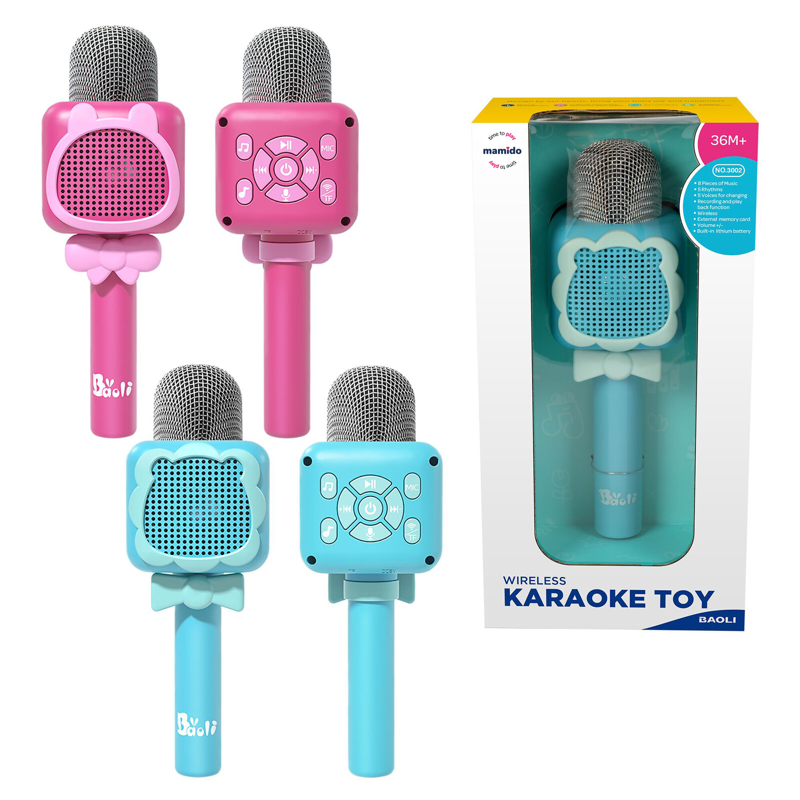 Mamido Dětský bezdratový Bluetooth karaoke mikrofon růžový MT1561