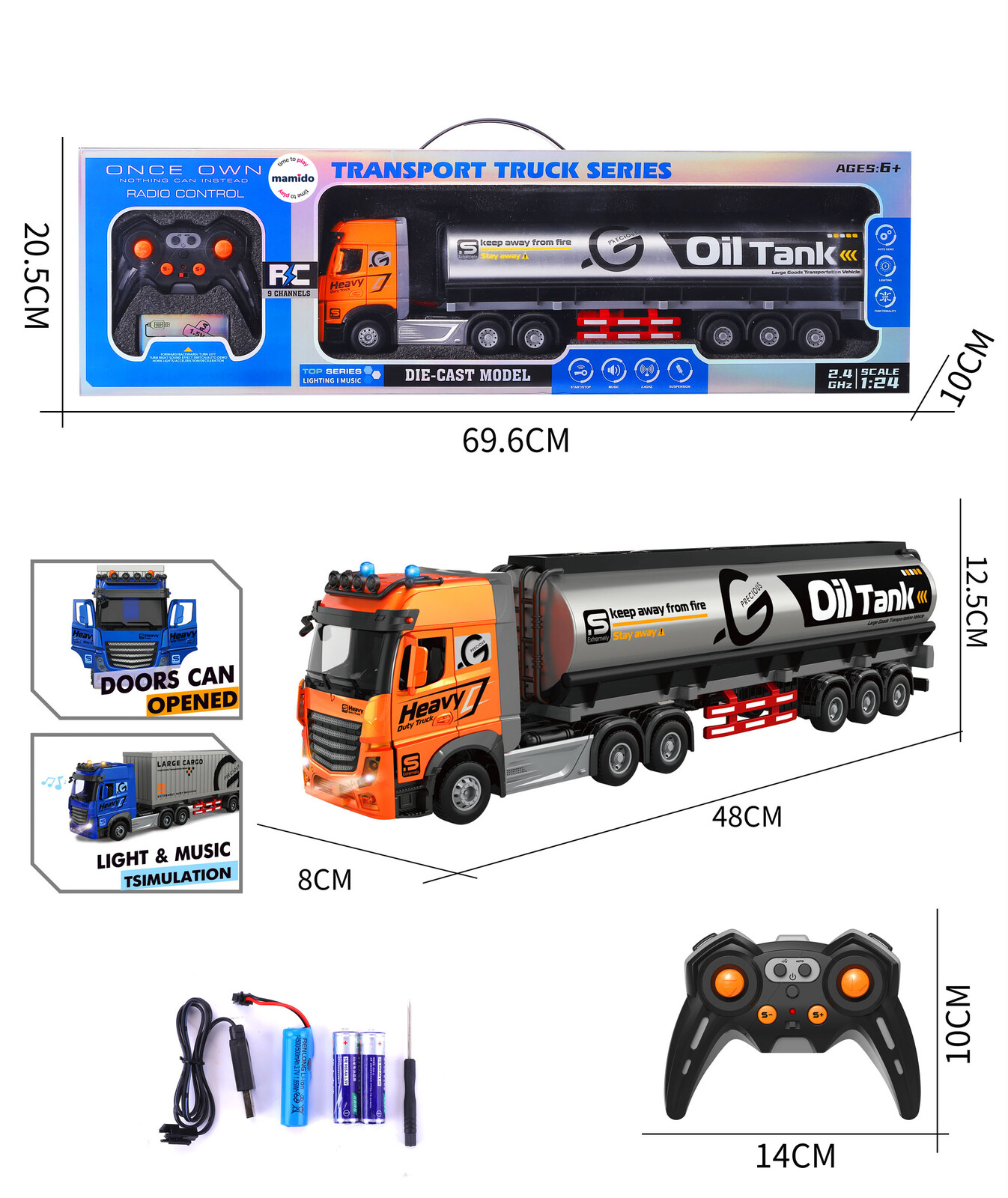Mamido Kamion s cisternou na dálkové ovládání 1:24 se zvuky a světly MT1393 RC