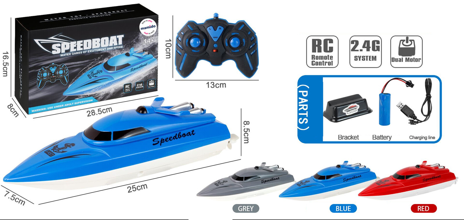Mamido Loď na dálkové ovládání 2,4 GHz Speed Boat červená MT1258 RC