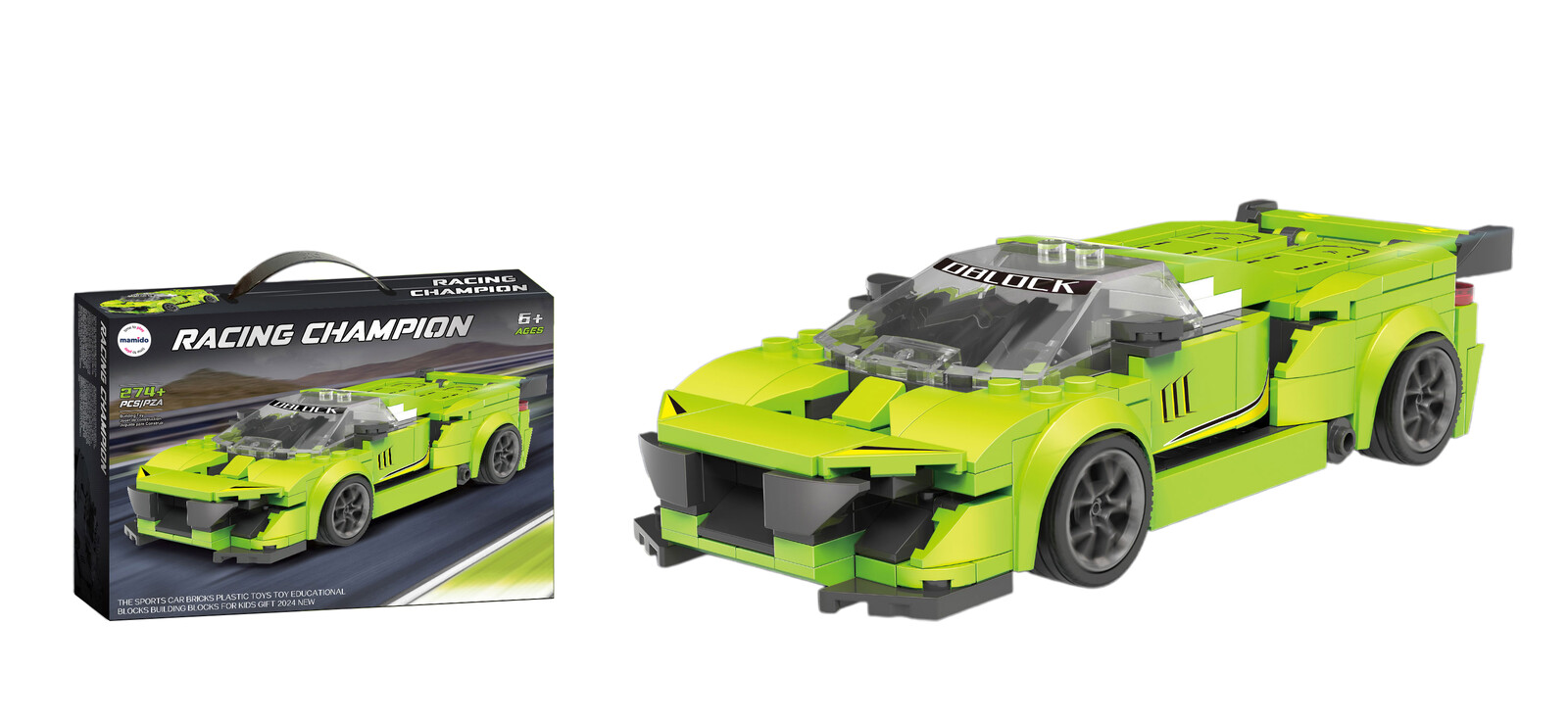 Mamido Konstrukční stavebnice sportovní auto Racing Champion 274 dílů zelené