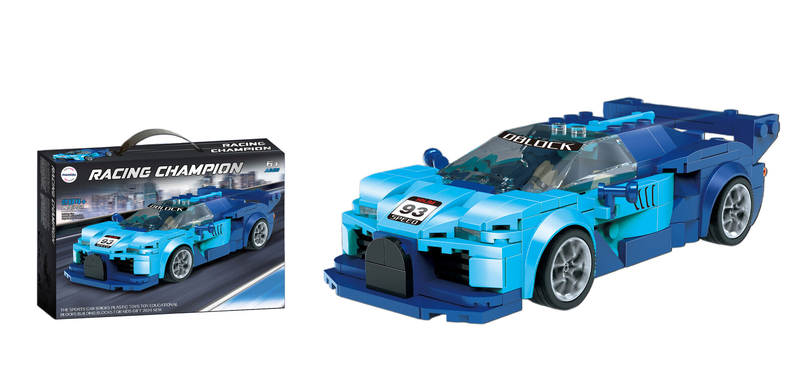 Mamido Konstrukční stavebnice sportovní auto Racing Champion 284 dílů modré